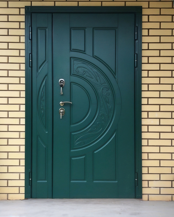 Зеленая полуторная дверь