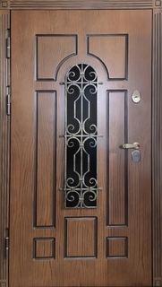 Стальная остекленная дверь с терморазрывом, ковкой и стеклопакетом (МДФ плиты)