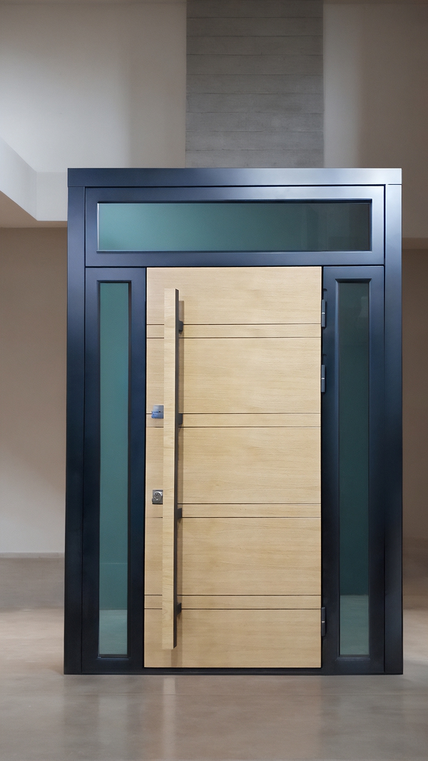 Остекленная дверь с вертикальной ручкой