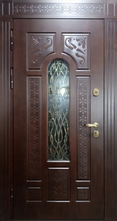 Стальная остекленная дверь МДФ с терморазрывом и решеткой из лазерной резки Стальная остекленная дверь МДФ с терморазрывом и решеткой из лазерной резки