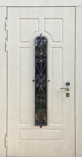 Остекленная утепленная термодверь с узкой решеткой (фрезерованные панели МДФ ПВХ)