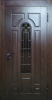 Утепленная термодверь с влагостойкими панелями МДФ шпон (ковка + стеклопакет) Утепленная термодверь с влагостойкими панелями МДФ шпон (ковка + стеклопакет)
